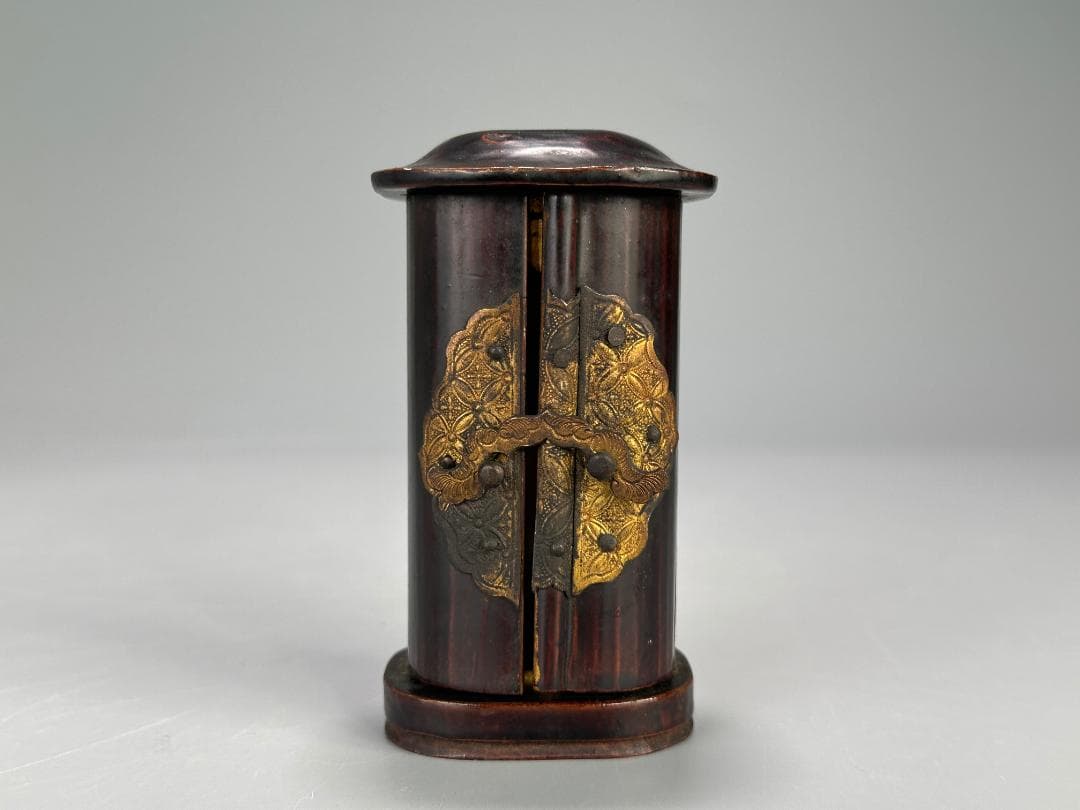 仏教美術　江戸時代　古銅製　観音像　銅仏　豆仏　時代厨子付き　古仏