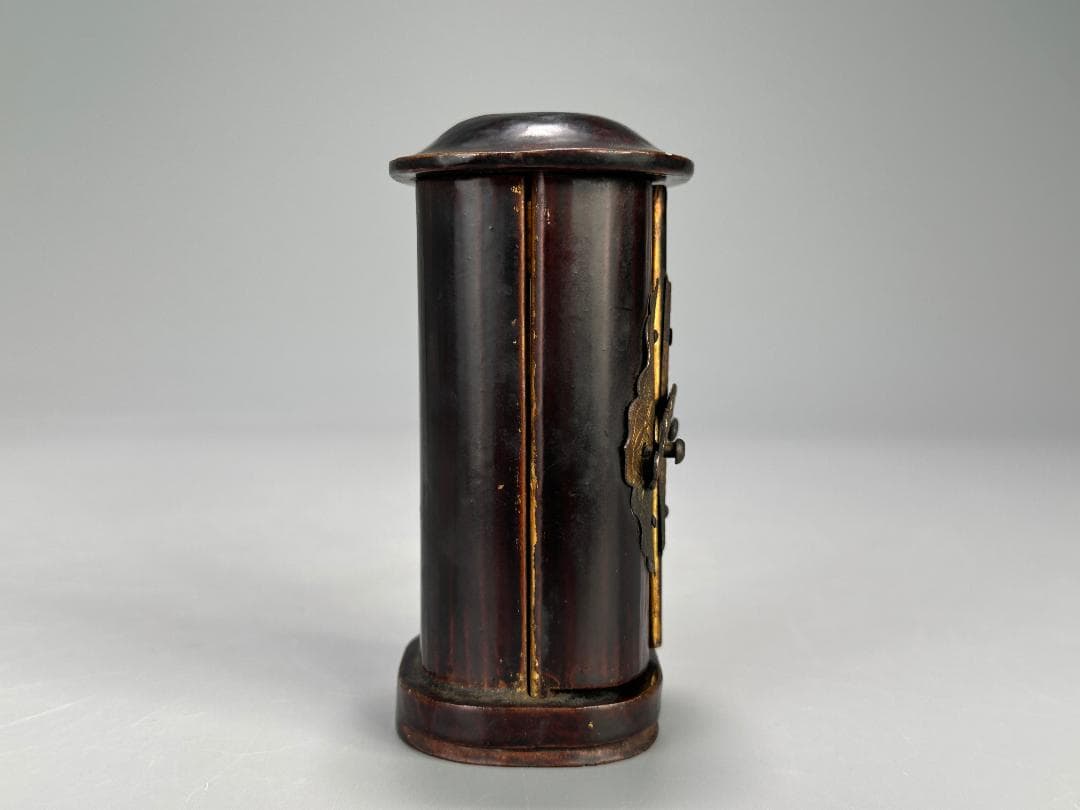 仏教美術　江戸時代　古銅製　観音像　銅仏　豆仏　時代厨子付き　古仏