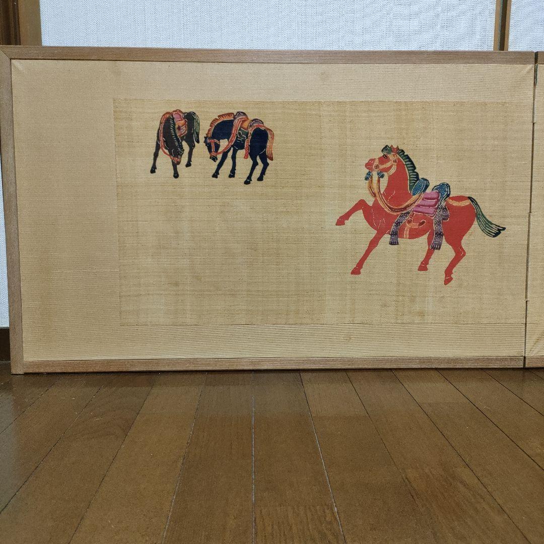 末吉安久作 琉球紅型 半折扁額 大判芭蕉布「吉祥馬図」 - メルカリ