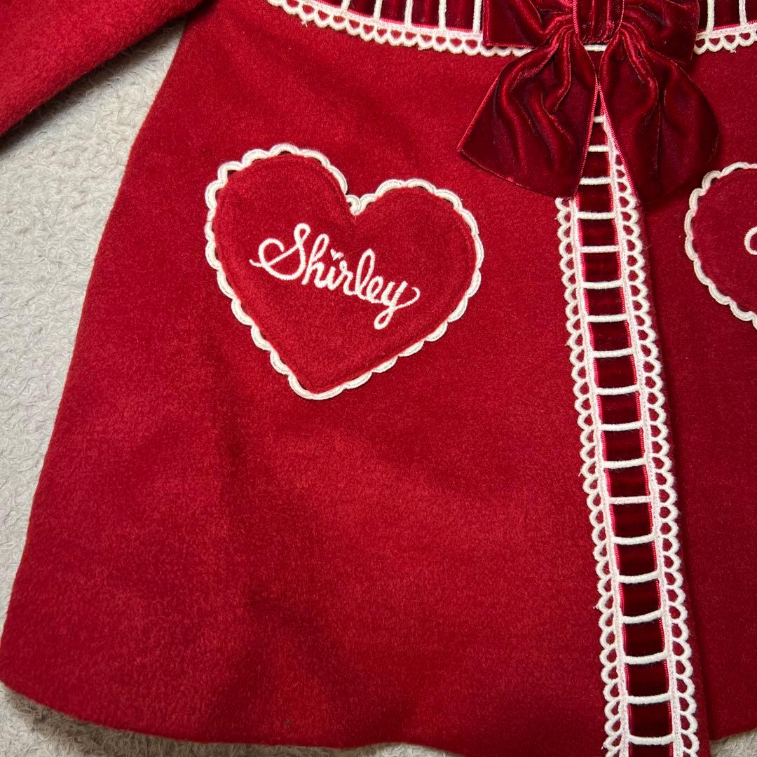 シャーリーテンプル　ラッピングリボンウールコート　赤　80cm-90cm 超美品