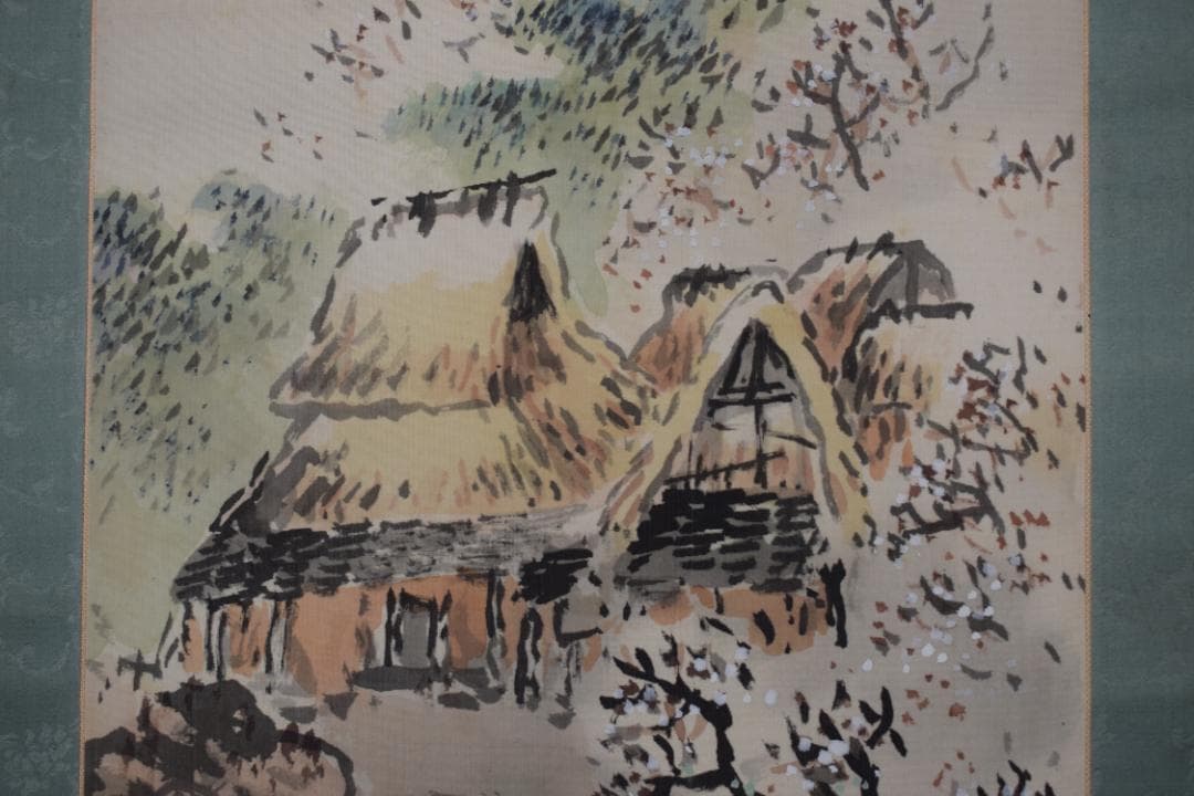 【真作】秋峰/梅花山水図/山家梅花図/掛軸☆宝船☆Y-686　JM 真作】秋峰/梅花山水図/山家梅花図/掛軸☆宝船☆Y-