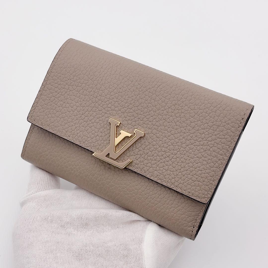 超美品★ルイヴィトン カプシーヌ コンパクト ガレ 三つ折り財布 ベージュ