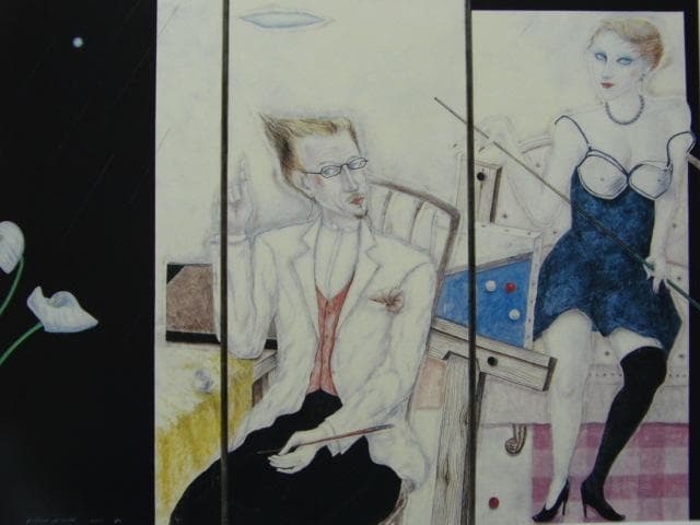 森田康雄「画家とモデル」、日本の画家、洋画、希少な額装用画集より