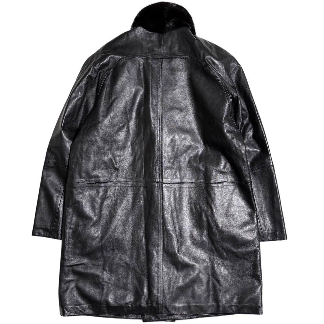 【とち さん】ミンク×レザー ダブルコート リバーシブル 本毛皮 本革 メンズ