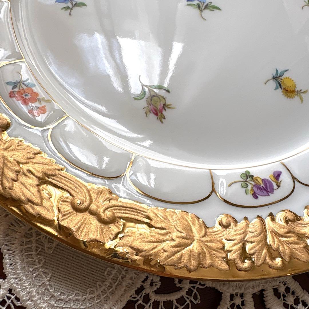 MEISSENマイセン グランツゴールド Xフォーム 宮廷の小花 プレート