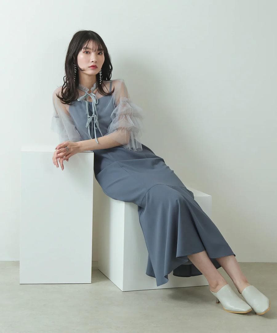 美品 カナ チュール ティアード ボレロ キャミワンピース L 大きい ゆったり