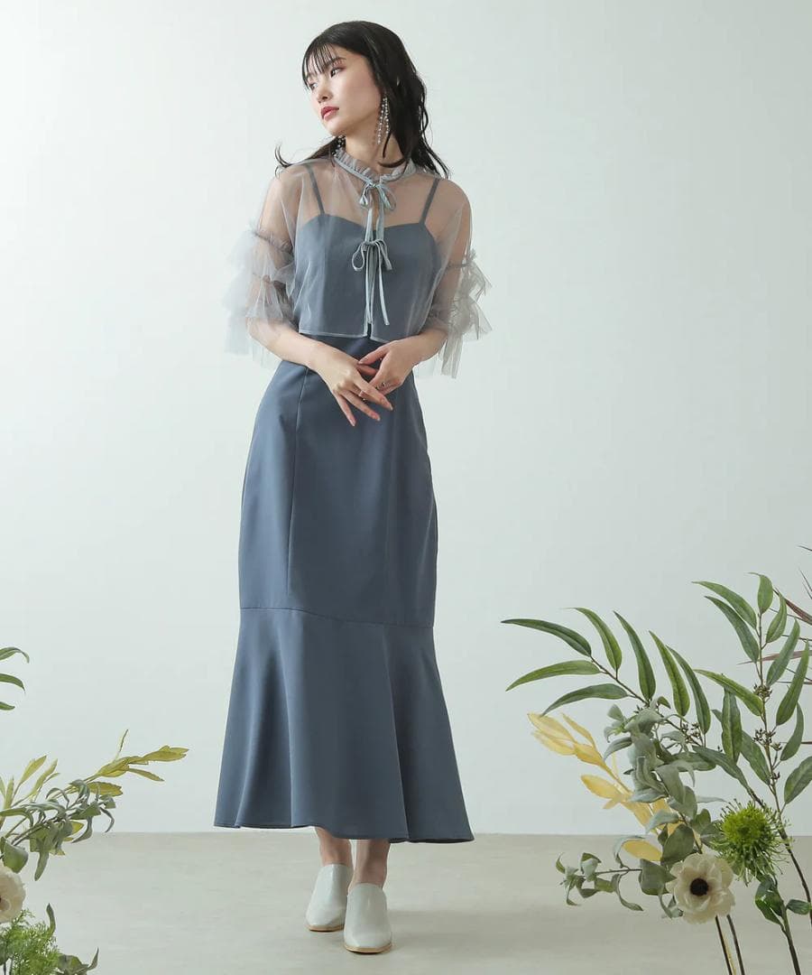 美品 カナ チュール ティアード ボレロ キャミワンピース L 大きい ゆったり