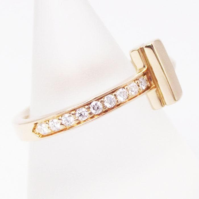 ティファニー Tワン ダイヤリング K18PG ローズゴールド 3.7g 7号