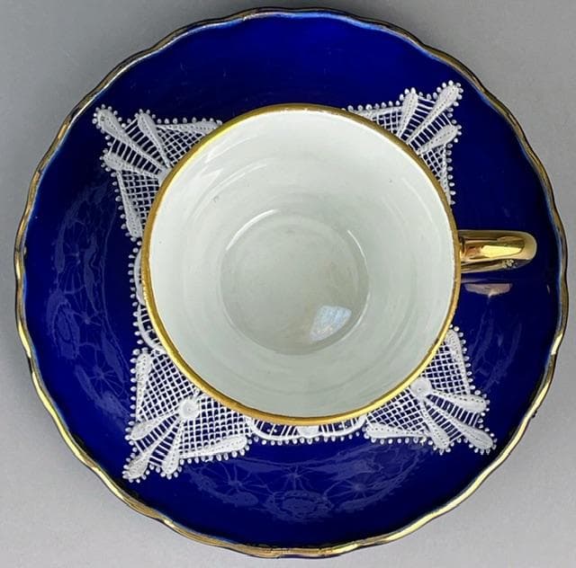 希少】イタリア ラヴェーノ 白レース デミカップ＆ソーサー ヴェネチアン