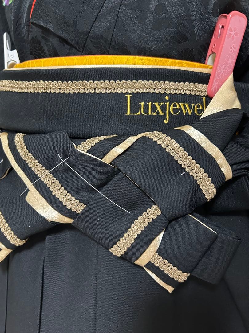 黒の二尺袖振袖レースの付いた袴2点セット トールサイズluxjewel