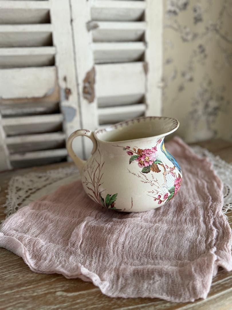 フランスアンティーク陶器リュネビィル激レアMeangeピッチャーと