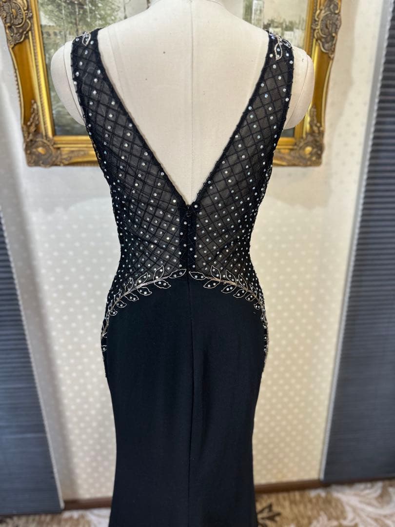 ビーズ刺繍 ブラック ナイトドレス