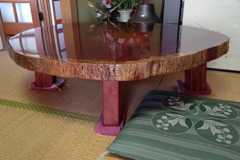 一枚板希少花梨座卓 角丸長方形