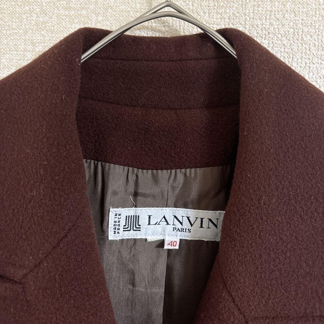 LANVIN 80s ヴィンテージ ウールロングコート フランス製 茶色 LANVIN