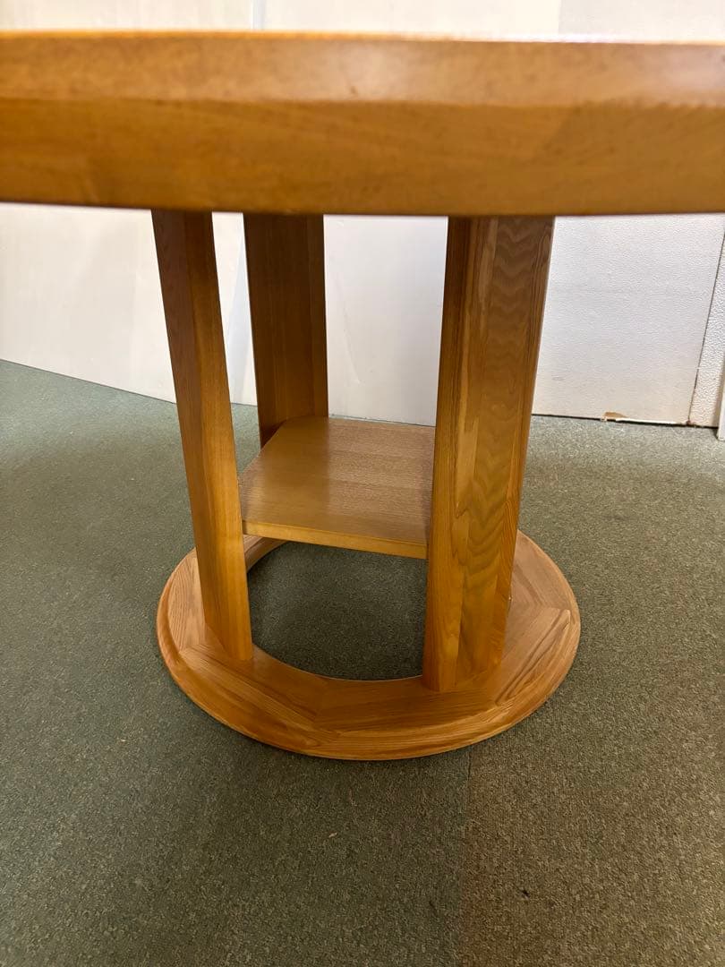 【リペア済み】　200サイズ　変形P型　ダイニングテーブル　タモ無垢材