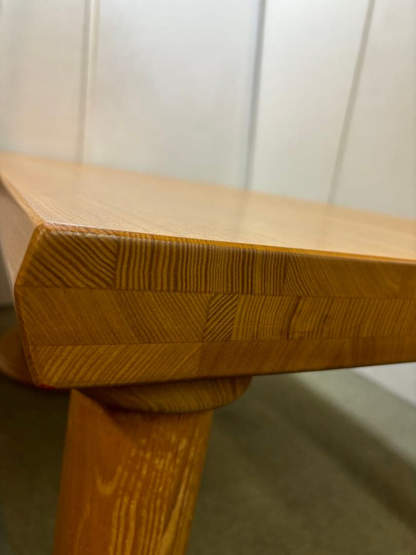 【リペア済み】　200サイズ　変形P型　ダイニングテーブル　タモ無垢材