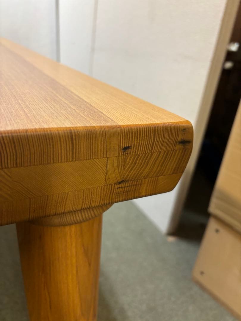 【リペア済み】　200サイズ　変形P型　ダイニングテーブル　タモ無垢材