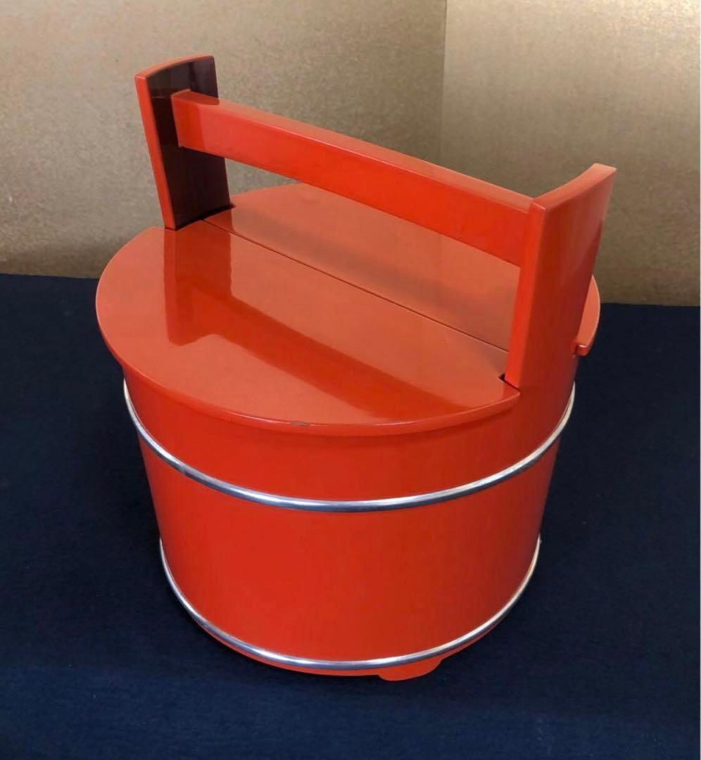 《R》茶道具 朱塗 手桶水指 塗師 岡本陽斎造 共箱　260107か5