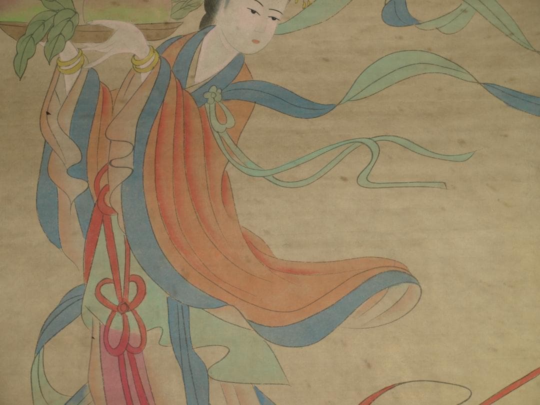 古掛け軸「斉白石作 人物図 紙本」中国民間画家 唐物唐本