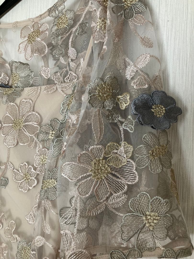 オケージョンワンピース 刺繍デザイン キャミ、ボレロ2点セット