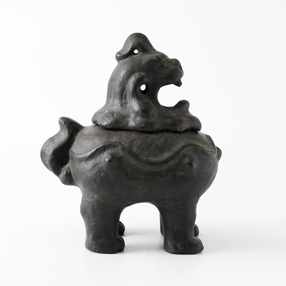 李王家 朝鮮美術品製作所謹造製 古銅 獅子香炉 2836g高さ22㎝李朝中国美術