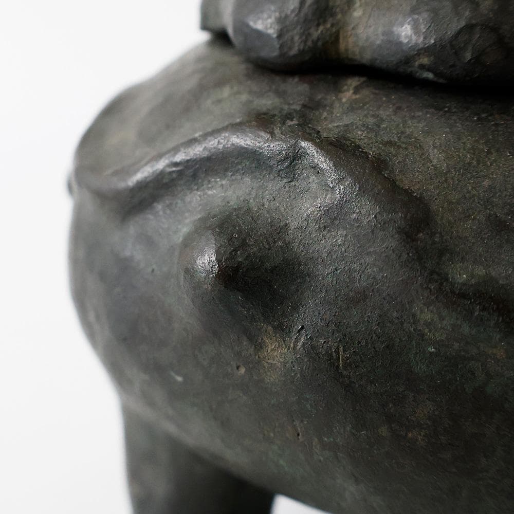 李王家 朝鮮美術品製作所謹造製 古銅 獅子香炉 2836g高さ22㎝李朝中国美術