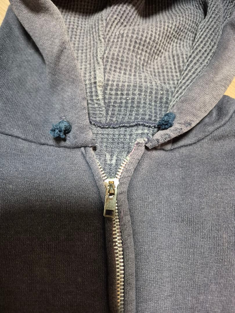 ヴィンテージ　ナス紺　裏サーマル　フルジップパーカー　60s　70s　セパポケ