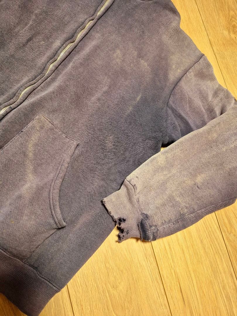 ヴィンテージ　ナス紺　裏サーマル　フルジップパーカー　60s　70s　セパポケ