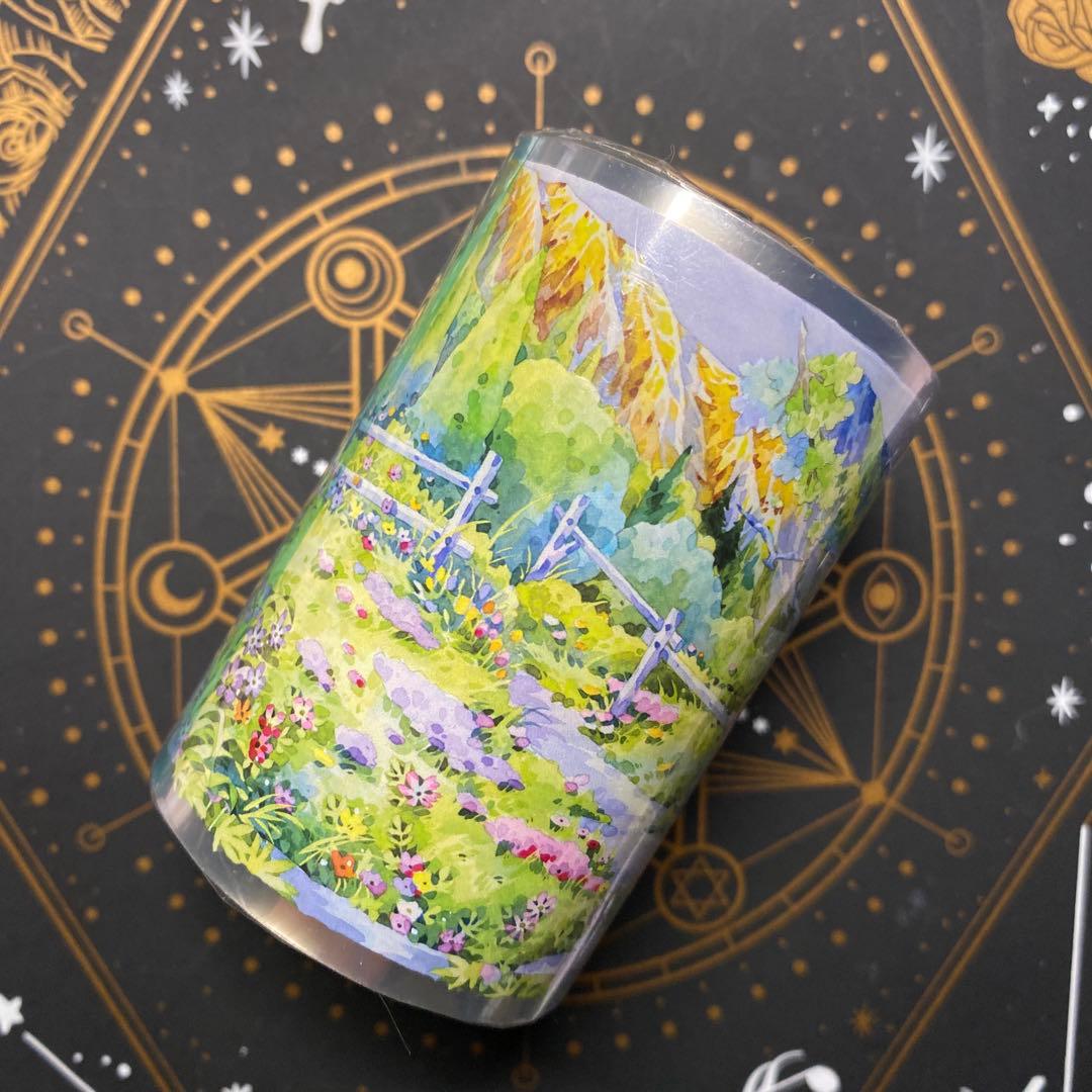 E1】海外 10m巻 貝殻光/PETマスキングテープ 装飾系/背景系/お花系