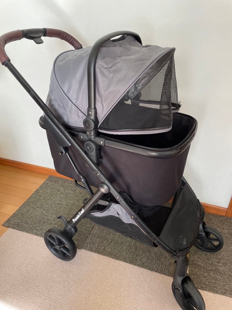 Piccolo Carie ペットカート グレー/ブラック Piccolo Cane Doppio ピッコロカーネ ドッピオ ライトグレー