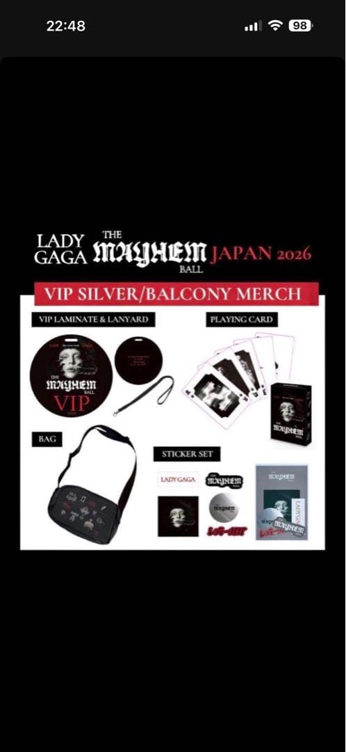 LadyGaga VIP Silver MAYHEM Ball VIP限定グッズ Lady Gaga（レディー