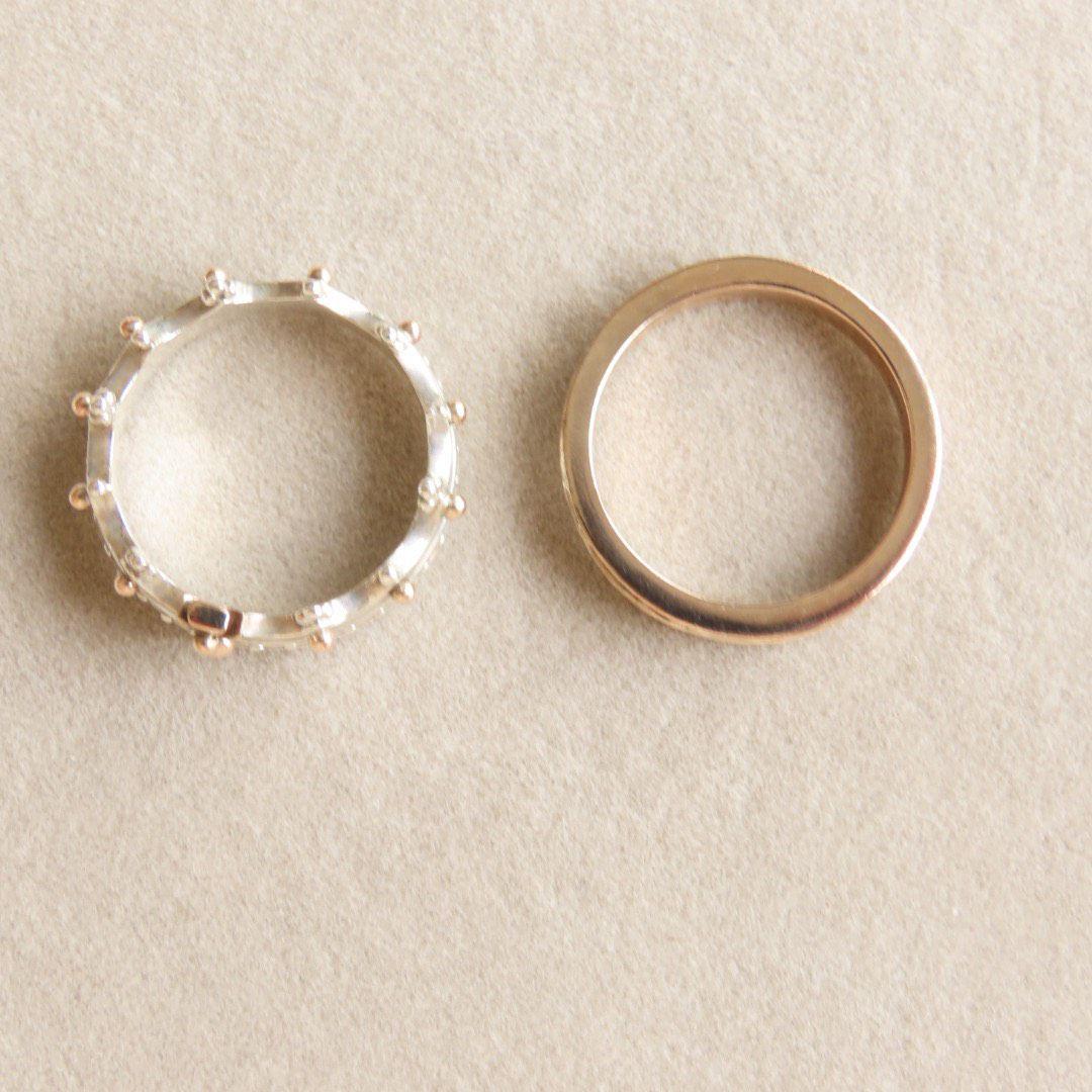 ブルーム　クラウン　K5 925 重ね付け　リング　2連　セット