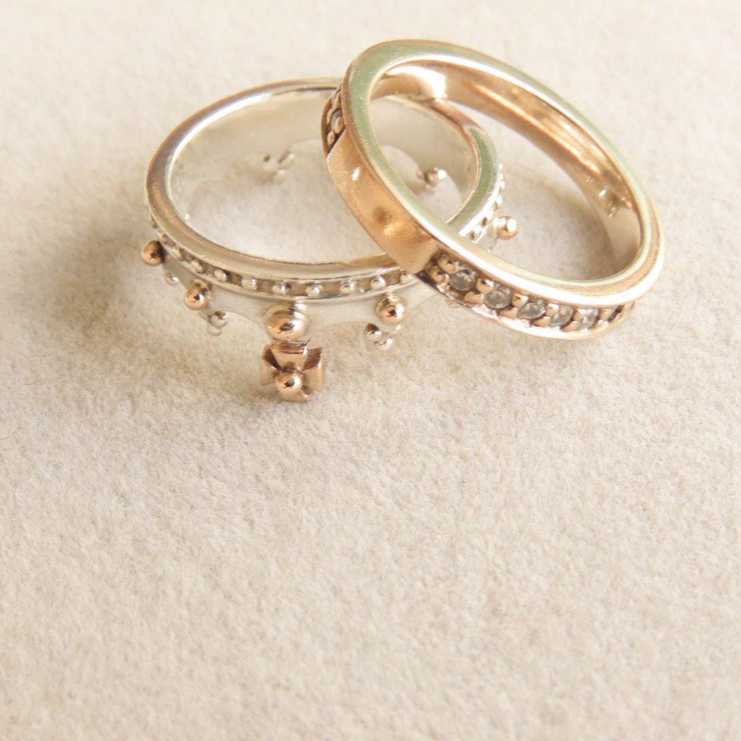 ブルーム　クラウン　K5 925 重ね付け　リング　2連　セット