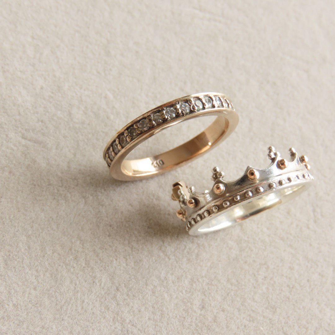 ブルーム　クラウン　K5 925 重ね付け　リング　2連　セット