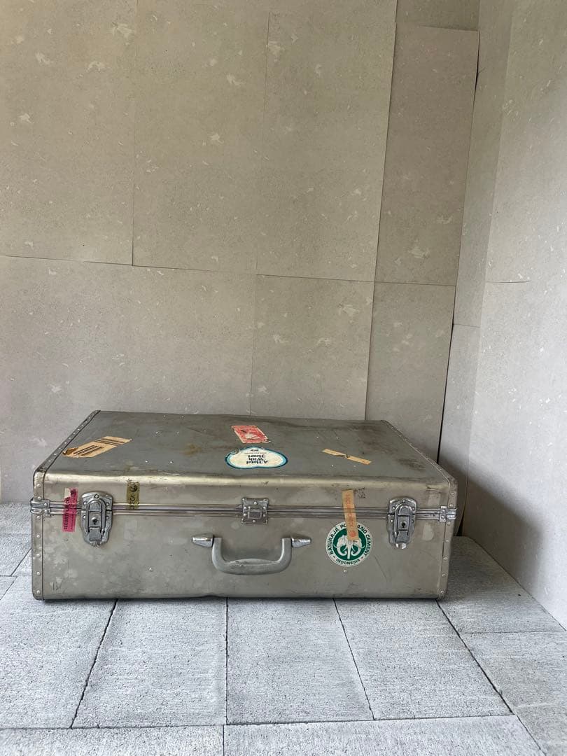 ビンテージ トランク アルミ 船舶 収納 箱 台 ケース ボックス