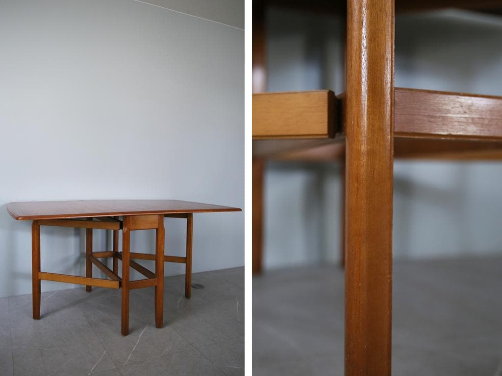 英国アンティークチーク材ゲートレッグテーブル/バタフライダイニング机92-109