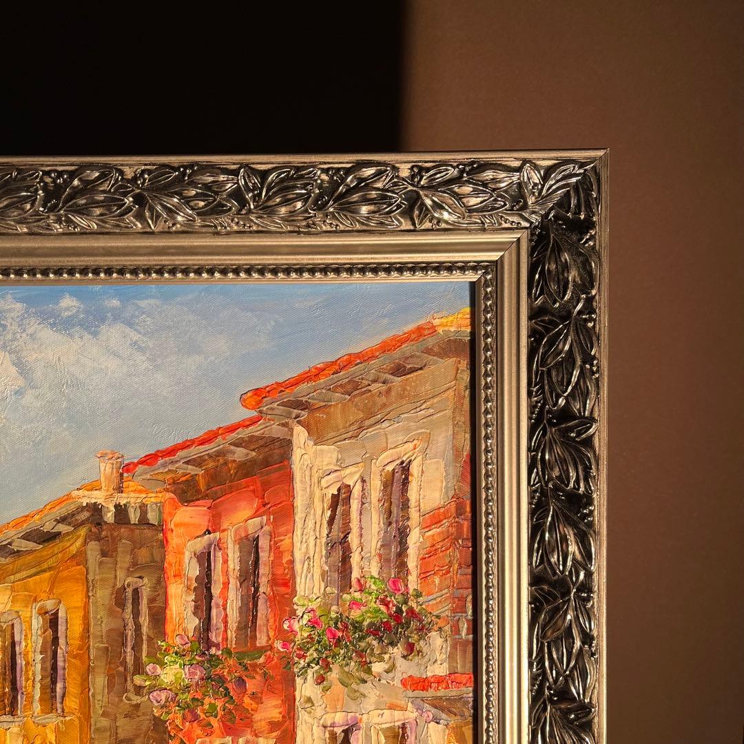 ★特大秀作★ 手書き油絵 ヴェネツィア 額付き 肉筆絵画 インテリア 油彩画