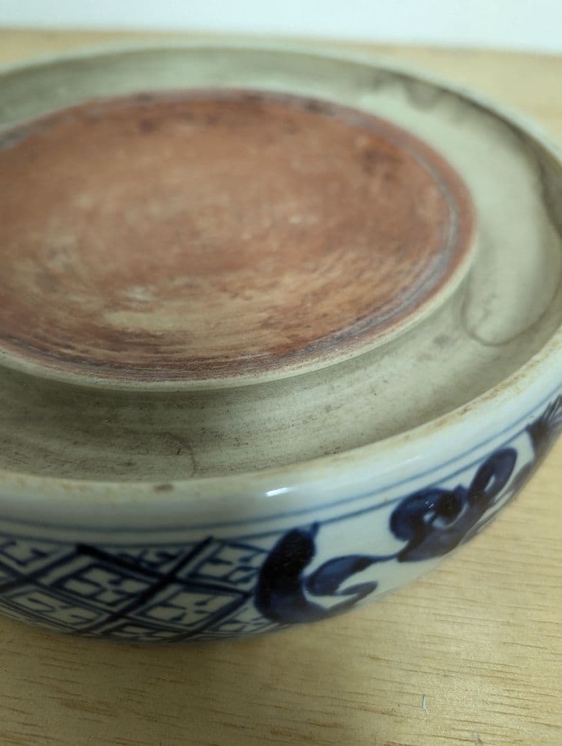 陶芸 硯 書道具 染付 太極硯 すずり 美術 古道具