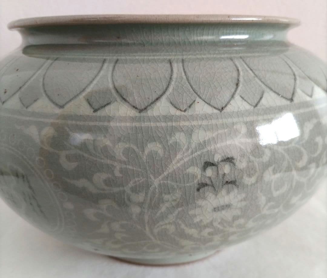 高麗青磁 池順鐸 高麗陶窯 韓国人間国宝 水指 壺インテリア 花瓶