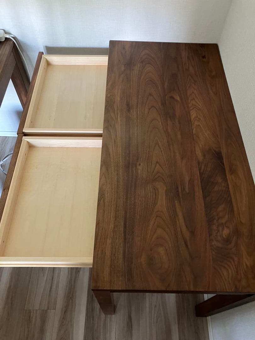 ウォールナット 木製 無垢 デスク107cm×50cm ナチュラル ブラウン系