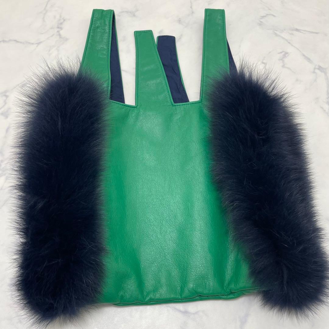 LUDLOW ラドロー　ファー　トートバッグ　グリーン ハンドバッグ