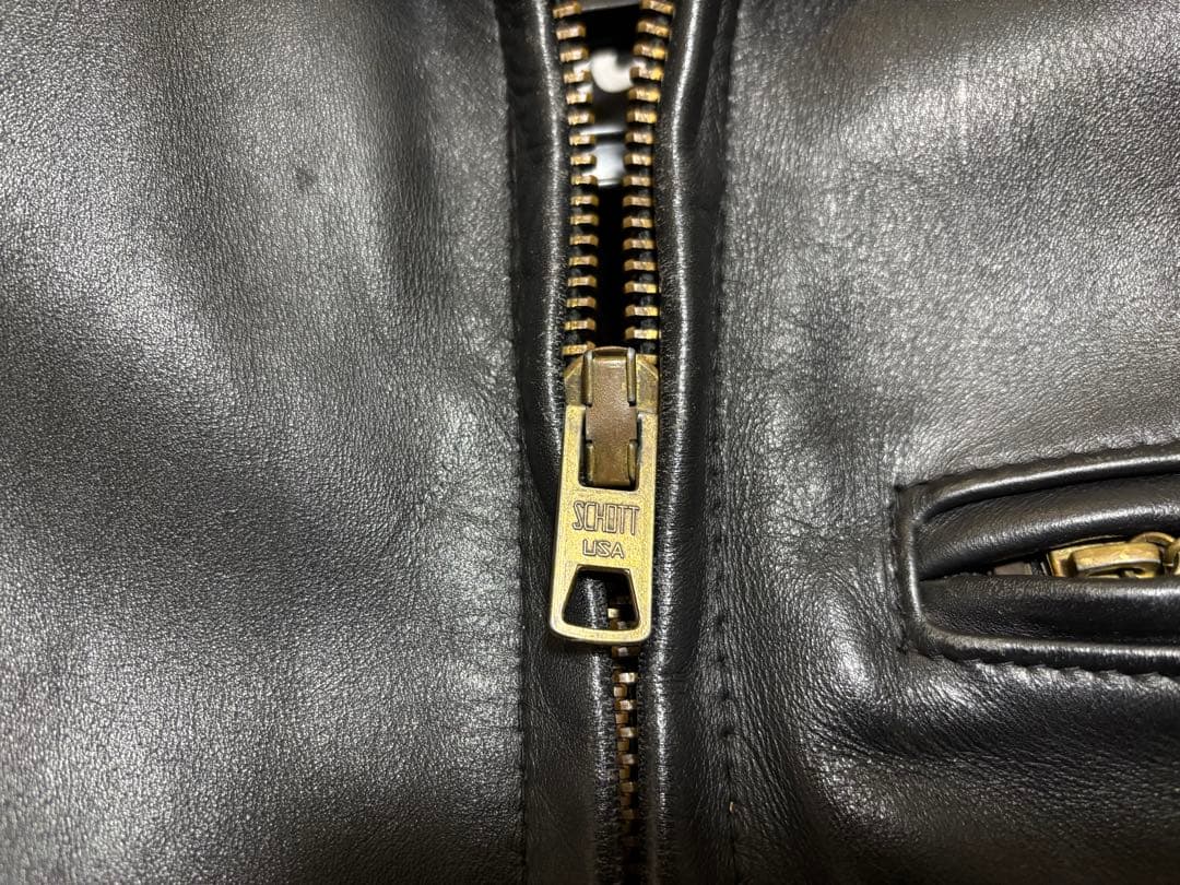 Schott 643E シングルライダースジャケット 黒 ボアライナー付 34