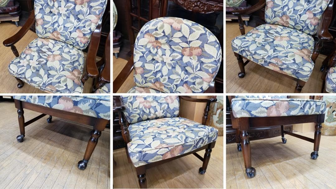 B20　カリモク　コロニアルシリーズ　キャスター付きチェア＆ダイニング３点セット