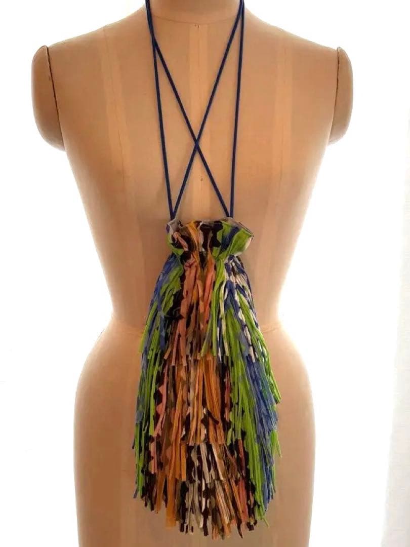 PLEATS PLEASE イッセイミヤケ巾着フリンジバッグ イッセイ ミヤケ バッグ