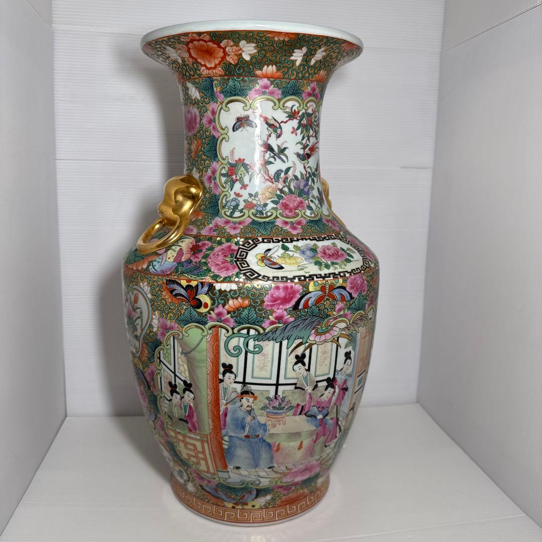清朝唐物大清乾隆年製彩色花鳥図花瓶花器骨董品壺古美術品