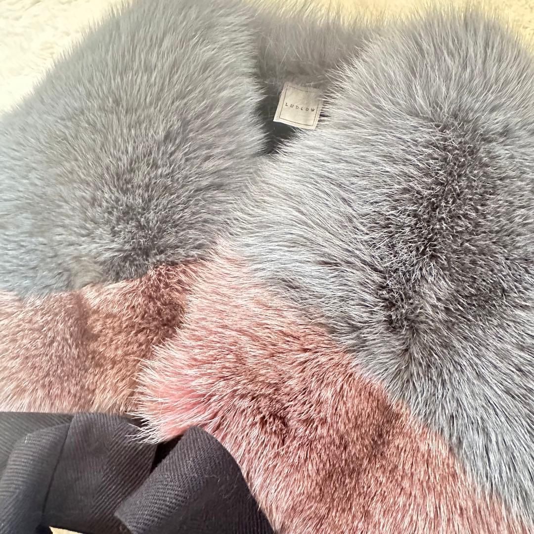 美品ラドローLUDLOW ふわふわフォックスファーマフラーショール