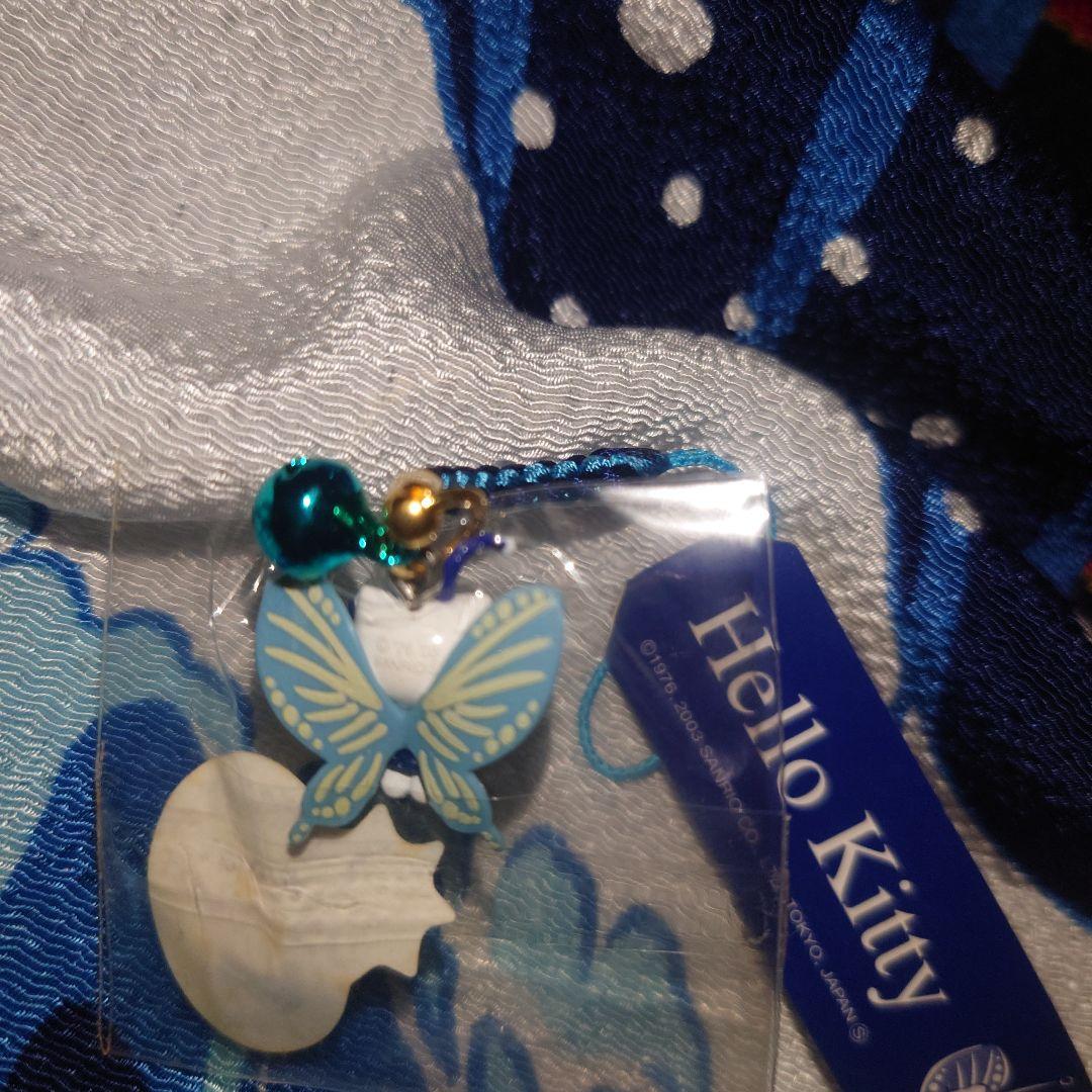 ハローキティ　根付　蝶　バタフライ　妖精　蓄光