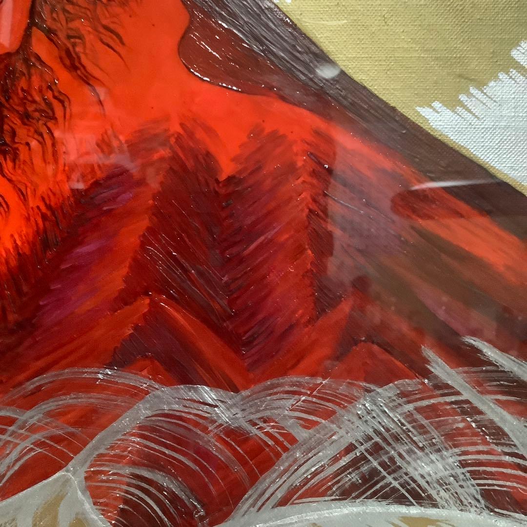 Rさん専用　【真作】　田村隆枝　油彩　6号　赤富士 日輝美術功労賞グランプリ金賞