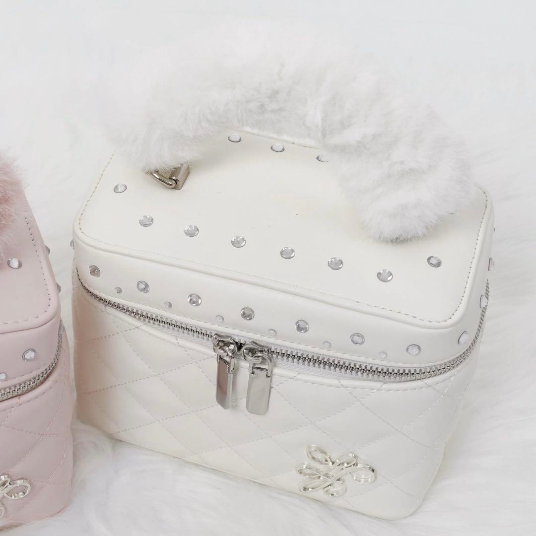 Lumignon ルミニョン ファー付きバニティバッグ 白 ホワイト