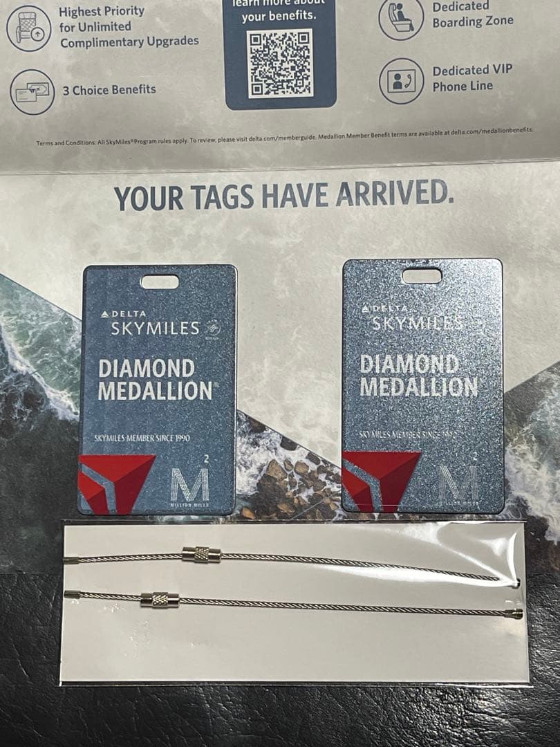 デルタ航空DL ダイヤモンドメダリオン 荷札1枚。2枚ご希望の方連絡ください